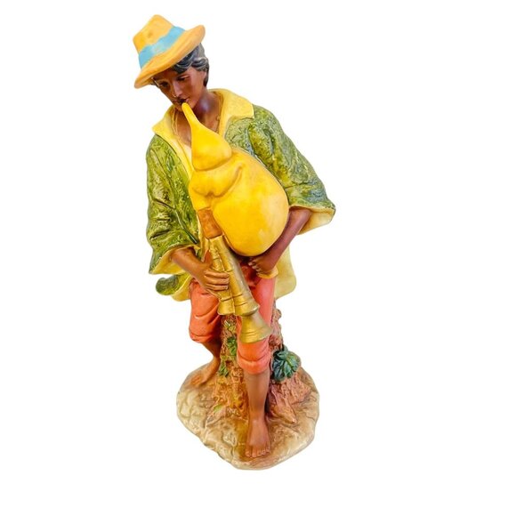 Vintage Capodimonte Italian Figurine Of Shepherd Boy Playing Bagpipes 11" Porcel - Picture 2 of 11